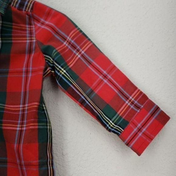 Crown & Ivy Plaid Red and Green Christmas Long Sleeve‎ Size 3-6 Months Shirt - Picture 3 of 7